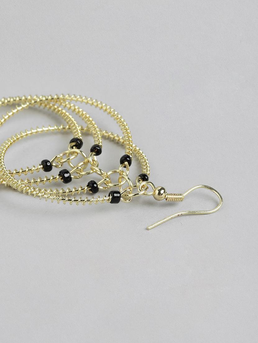 gold metal drop earrings - 21341459 - Standard Image - 2