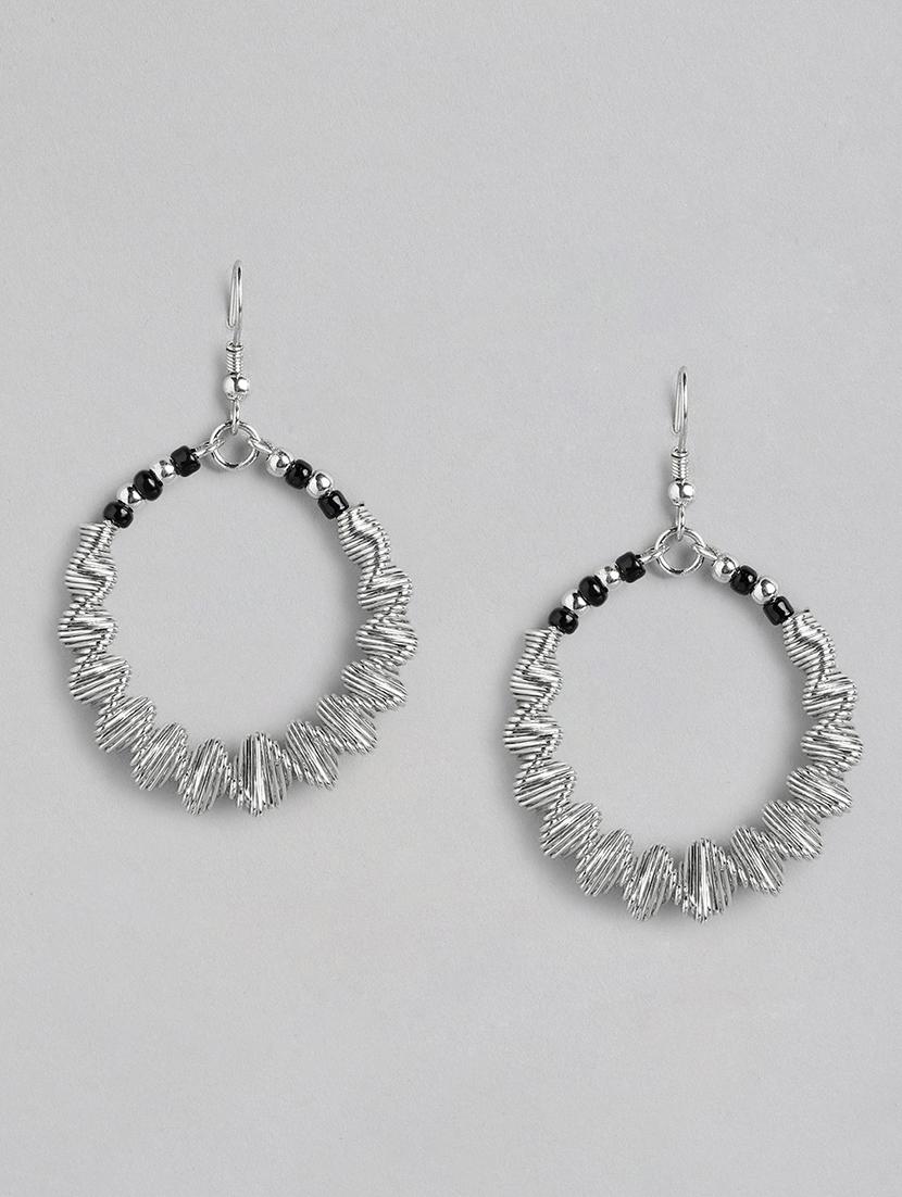 silver metal drop earrings - 21341465 -  Zoom Image - 0