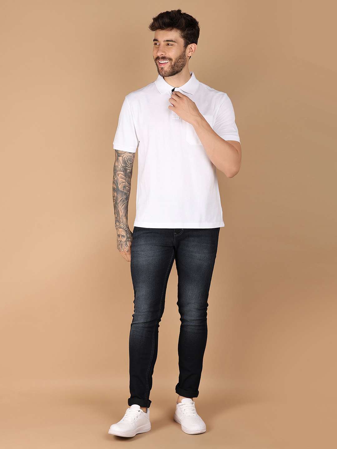 men solid cotton polo t-shirt - 21341790 -  Standard Image - 2