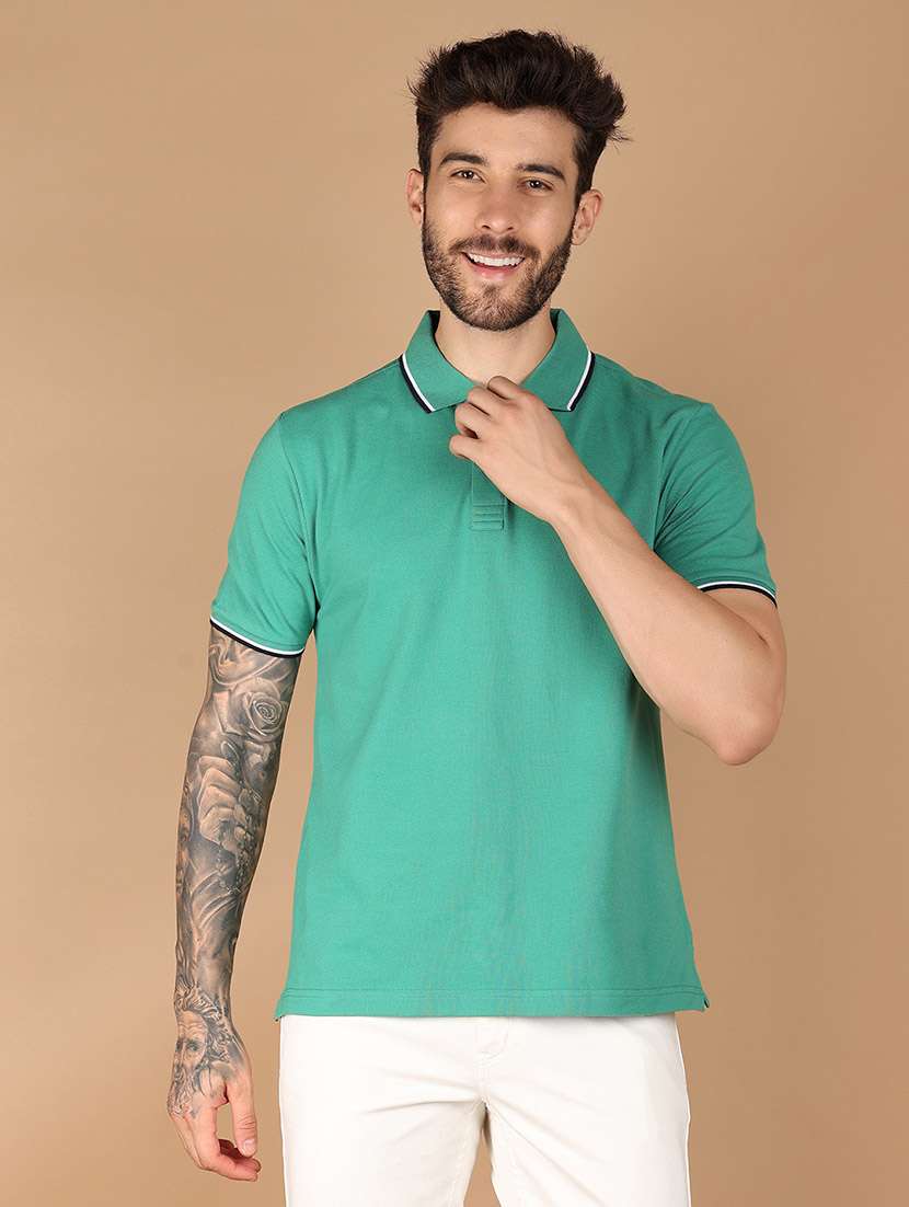 men solid cotton polo t-shirt