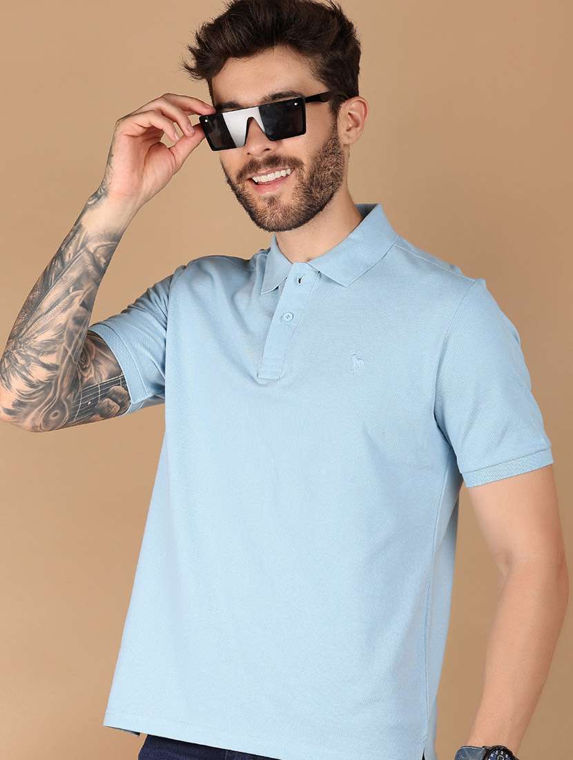 men polo neck solid t-shirt - 21341799 -  Standard Image - 2