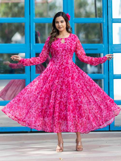 women printed long sleeves fit & flare dress - 21342303 -  Standard Image - 0