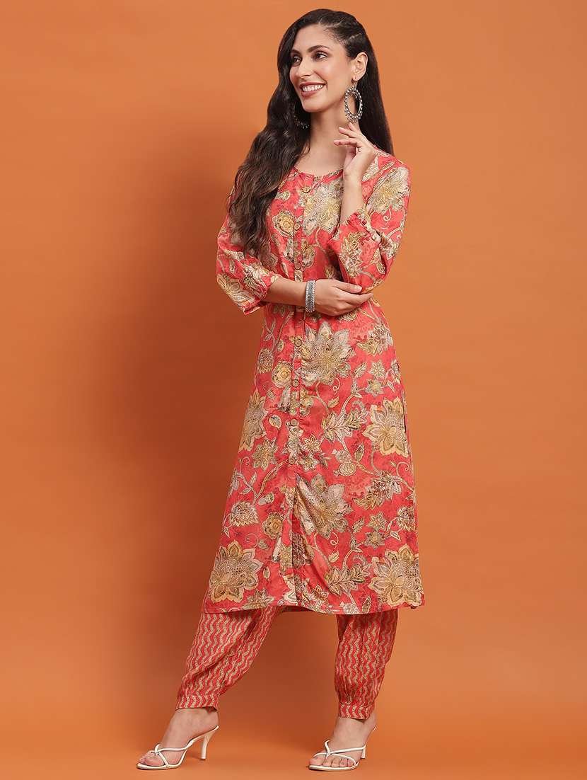 women three quarter sleeve kurta salwar set - 21342316 -  Standard Image - 2