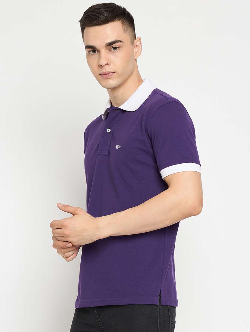 men polo neck solid t-shirt
