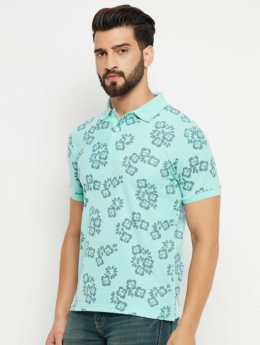 men all over print polo t-shirt