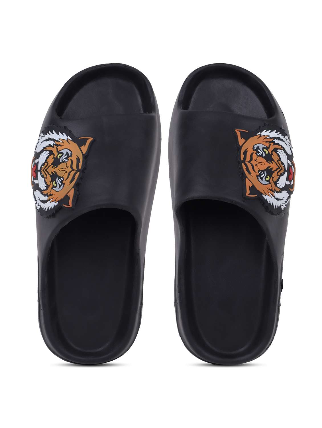black rubber slip on flip flops - 21344002 -  Zoom Image - 0