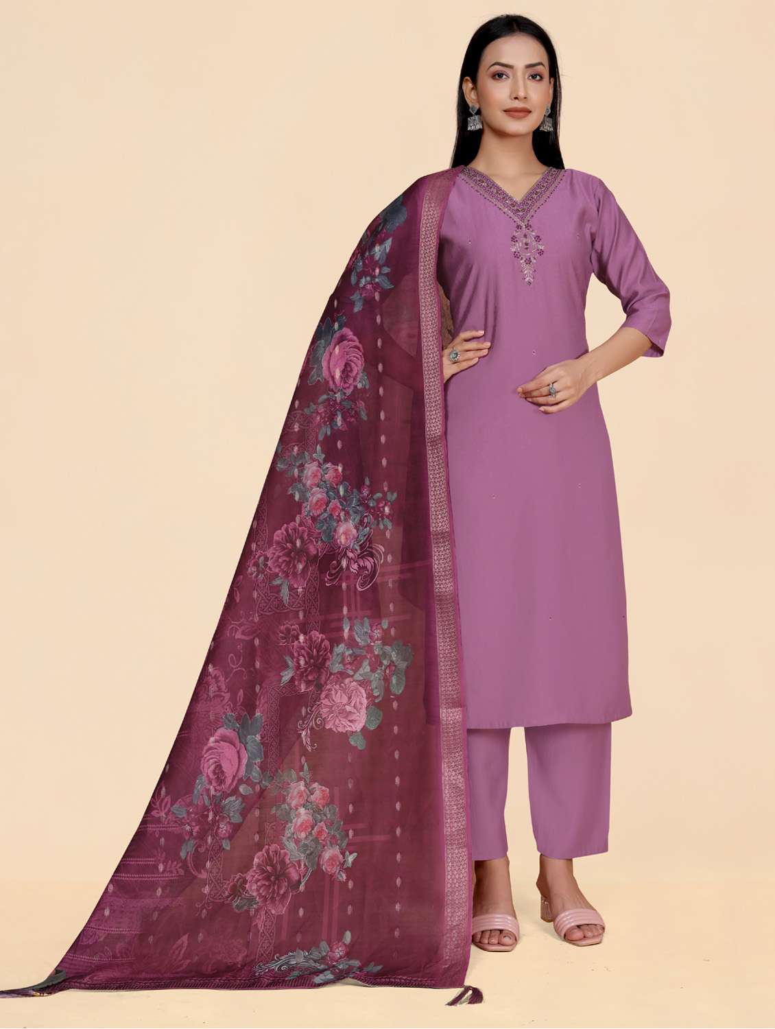 lavender kurta palazzo set 