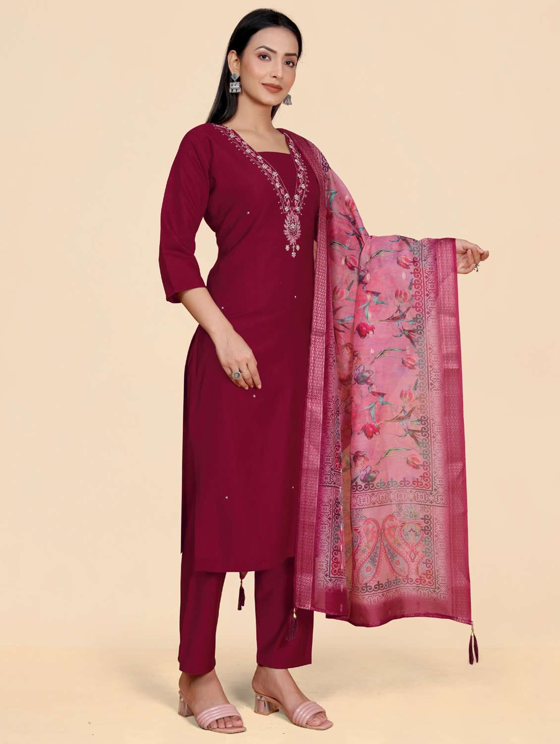 rosewater kurta palazzo set - 21344038 - Standard Image - 2