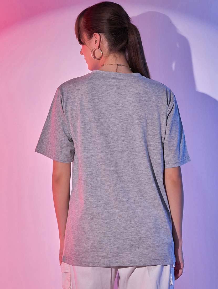 women solid short sleeves oversized t-shirt - 21344196 - Standard Image - 2