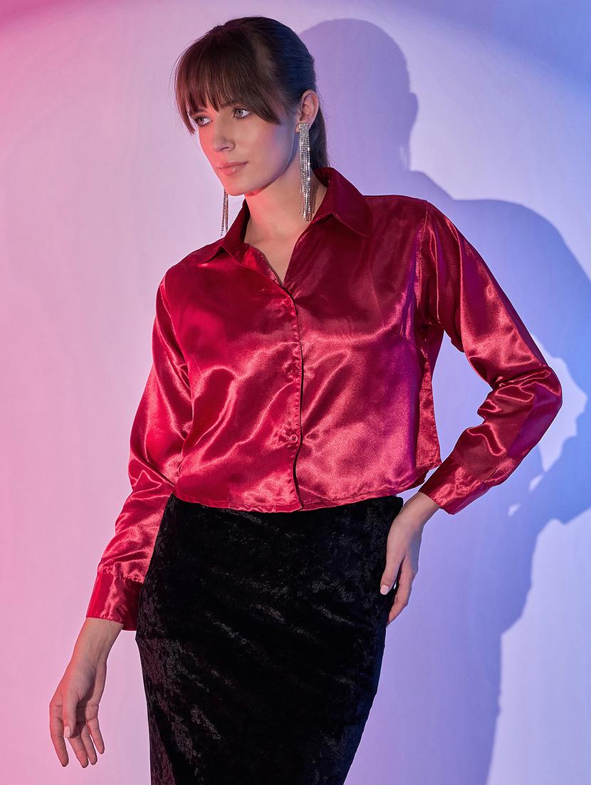 women solid collared long sleeves shirt - 21344208 - Zoom Image - 0