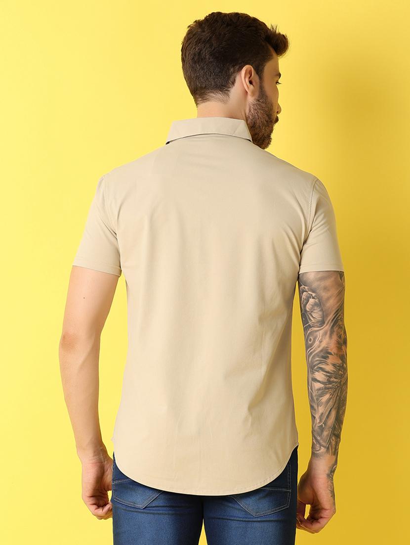 men short sleeved solid casual shirt - 21344445 - Standard Image - 2