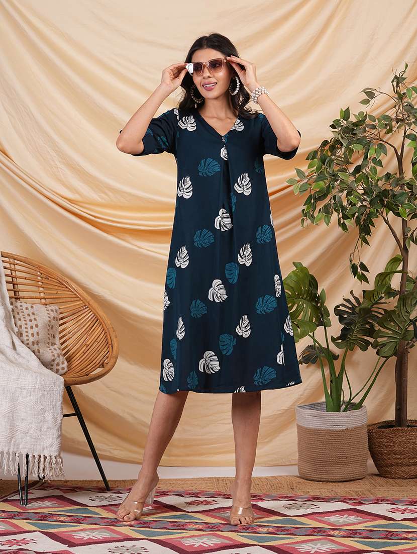 navy blue cotton aline dress