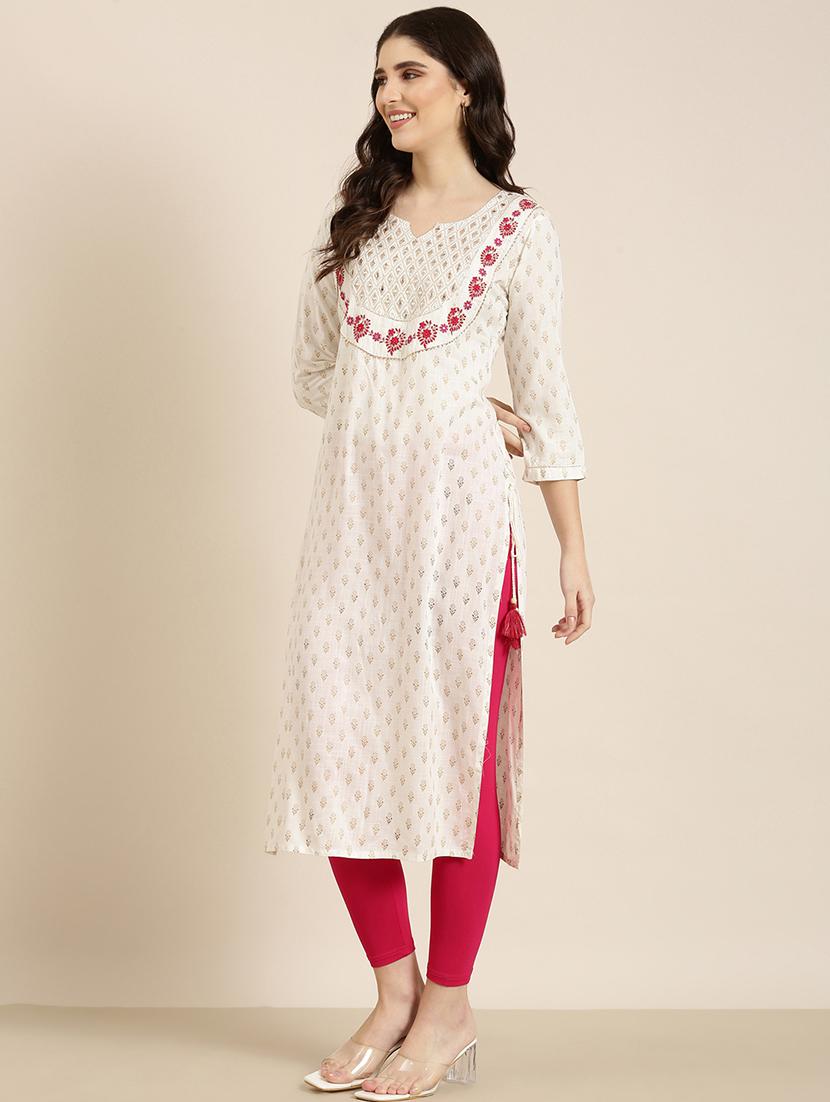 women three quarter sleeve straight kurta - 21344926 - Standard Image - 2
