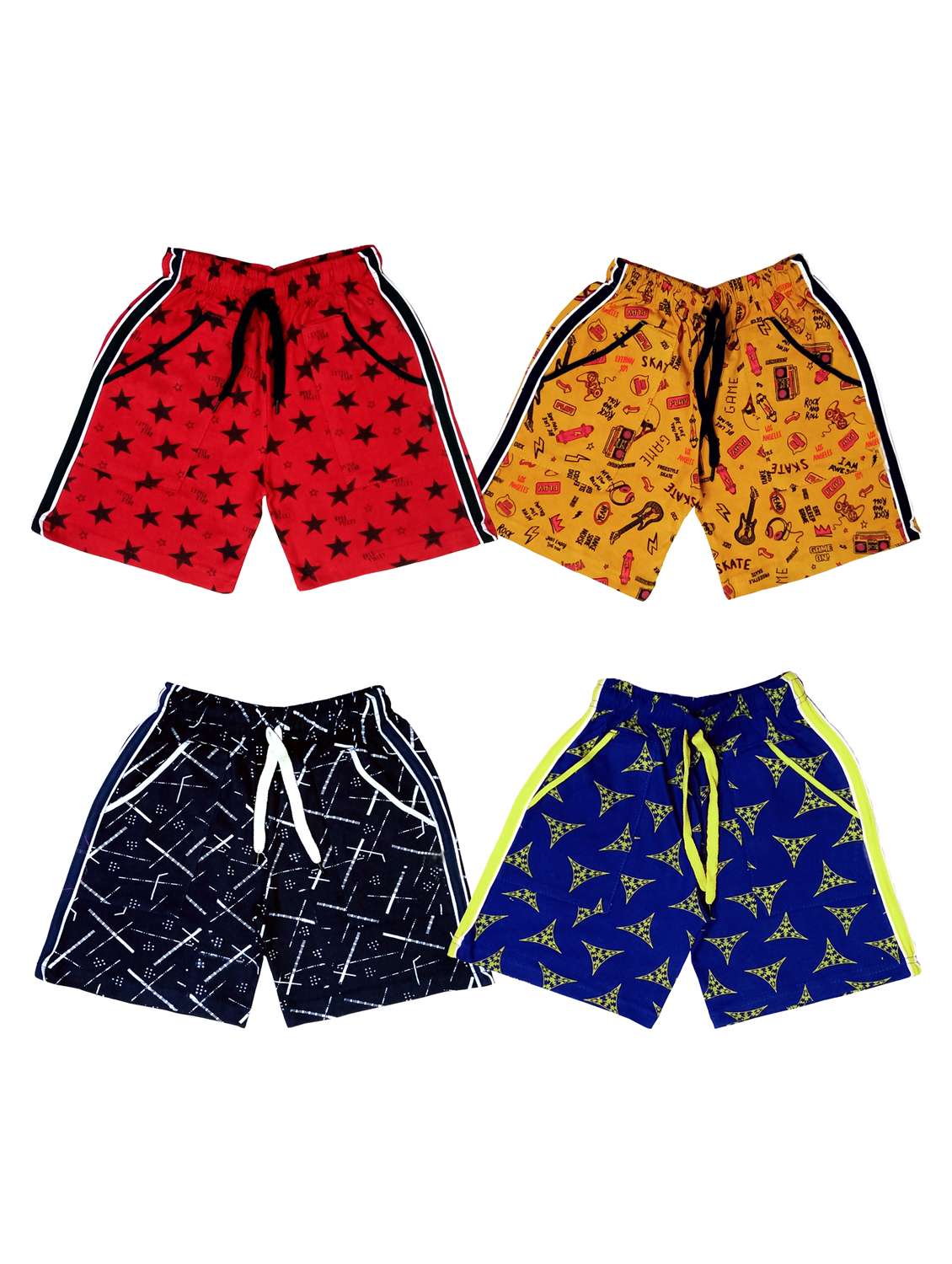 kids pack of 4 printed shorts 