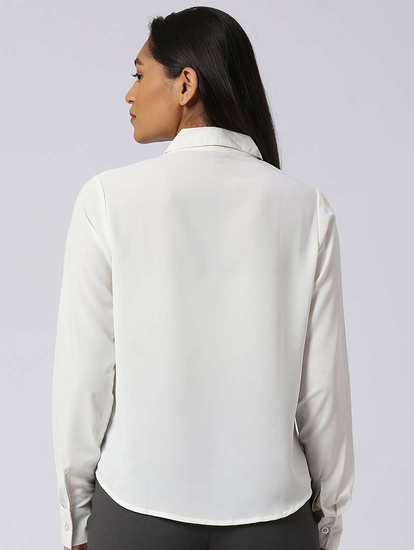 women white cotton blend shirt top - 21345155 -  Standard Image - 2