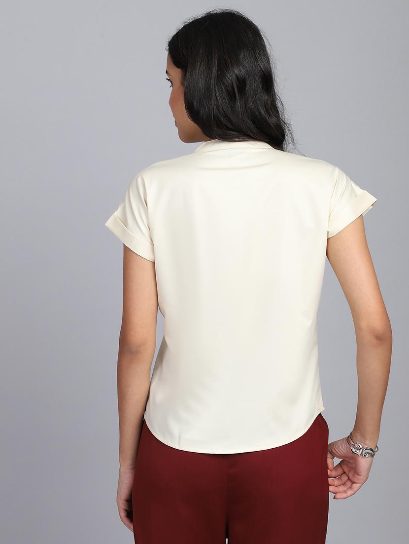 women cream cotton blend regular shirt - 21345168 - Standard Image - 2