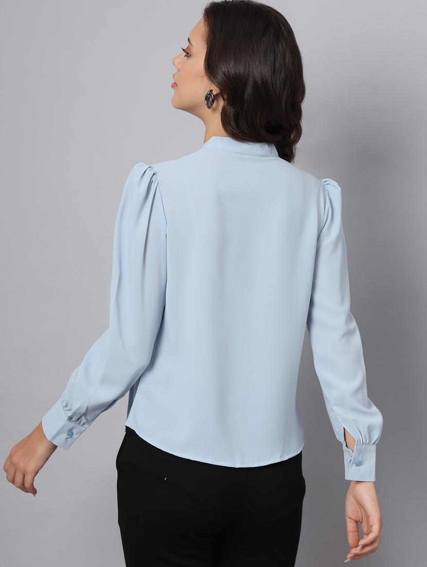 women light blue cotton blend regular shirt - 21345183 - Standard Image - 2