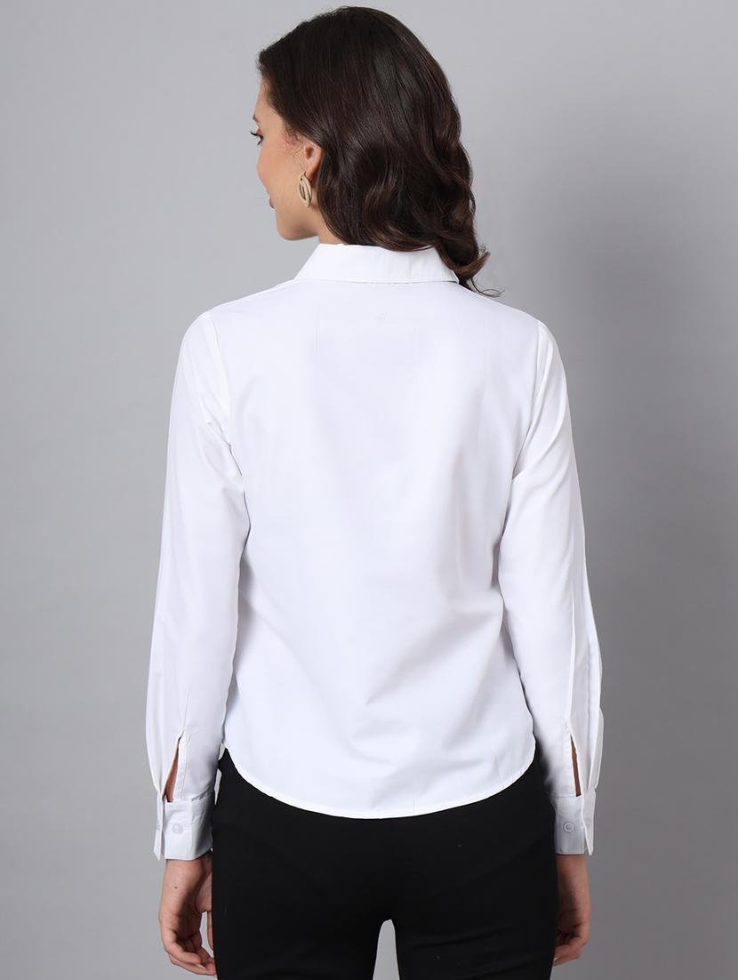 women white cotton blend regular shirt - 21345184 - Standard Image - 2