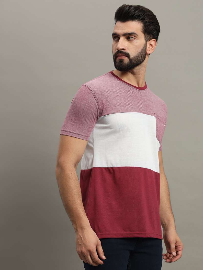 men color block round neck t-shirt