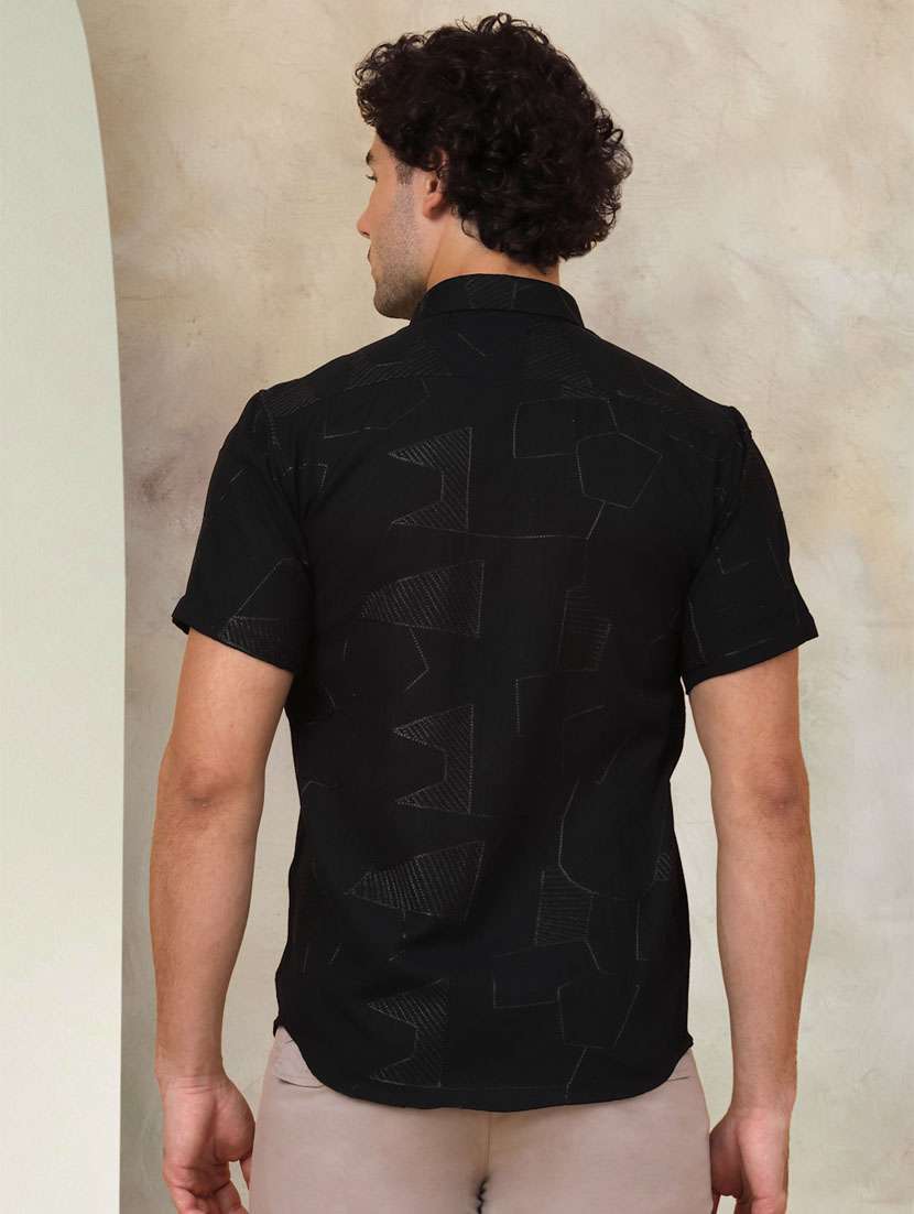 black cotton blend casual shirt - 21345404 -  Standard Image - 2