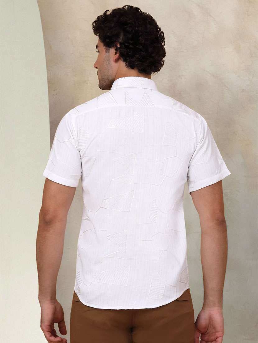 white self design cotton casual shirt - 21345407 -  Standard Image - 2