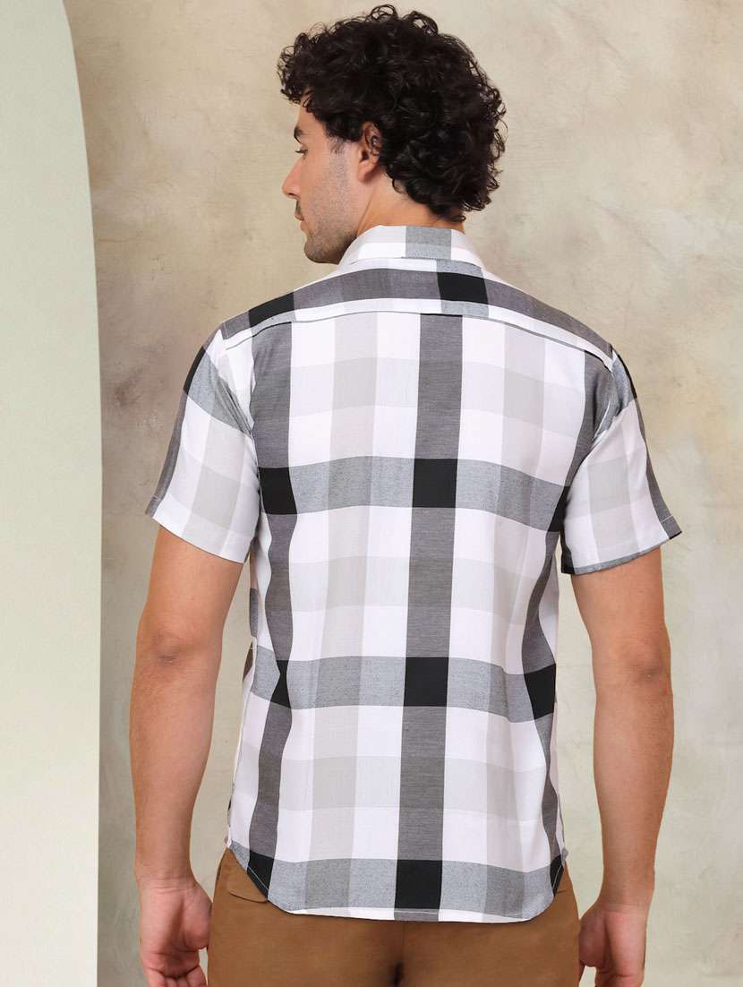 men short sleeved checkered casual shirt - 21345420 -  Standard Image - 2