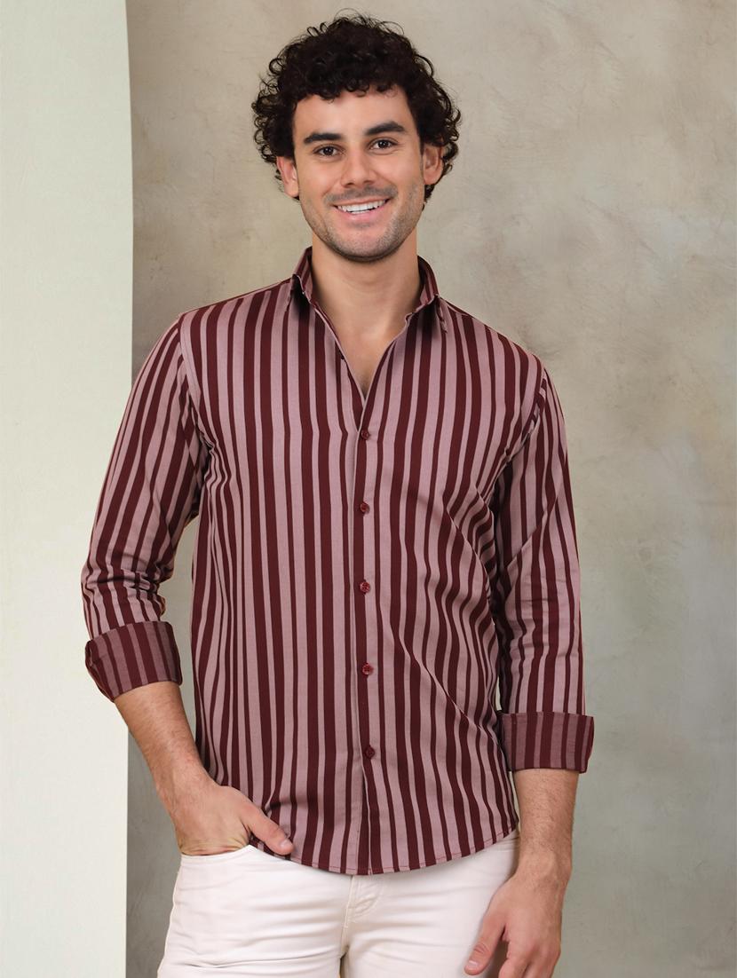 men striped cotton casual shirt