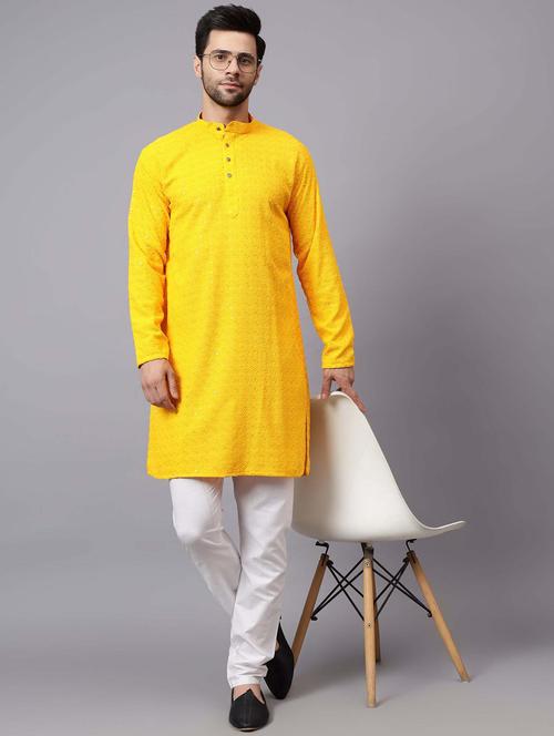 men mandarin neck long sleeve kurta - 21345474 - Standard Image - 0