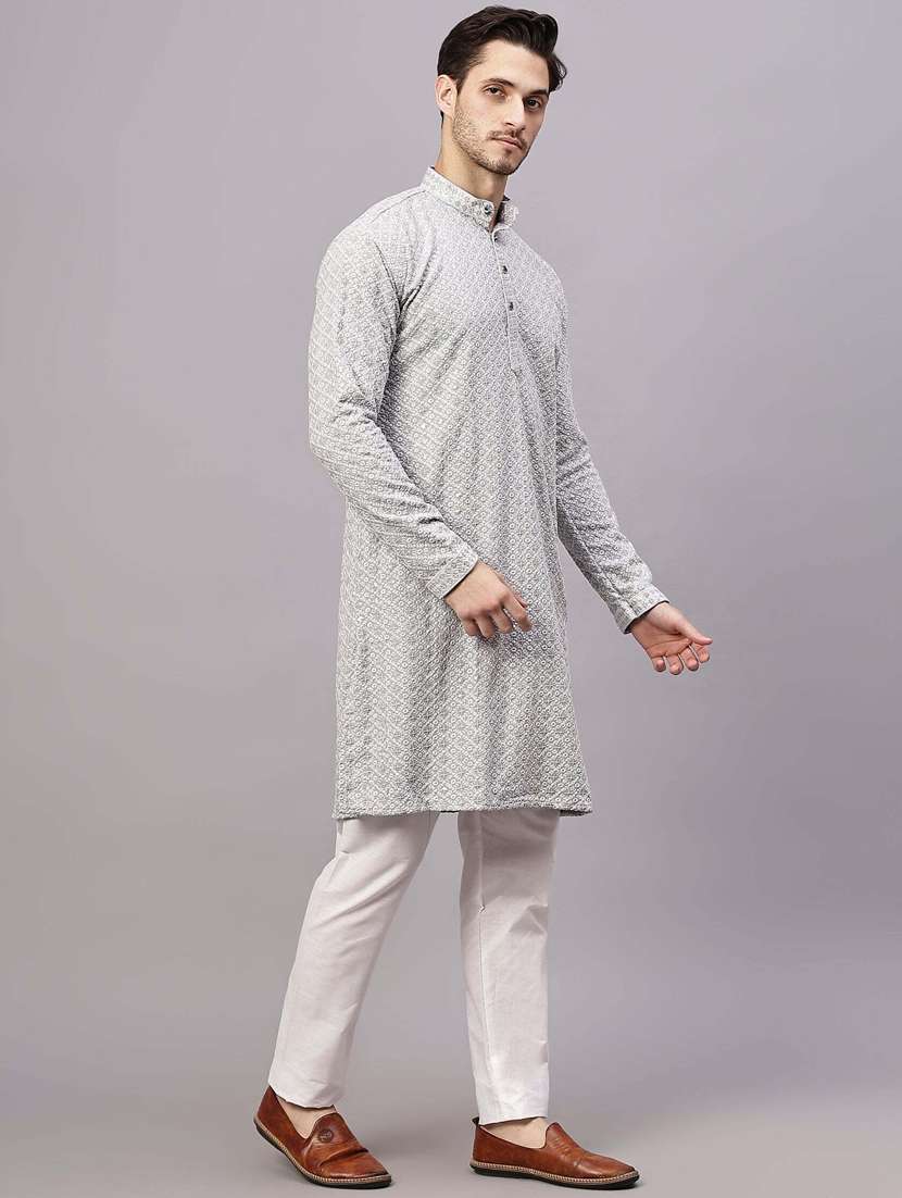 men embroidered long sleeves kurta - 21345515 - Standard Image - 2