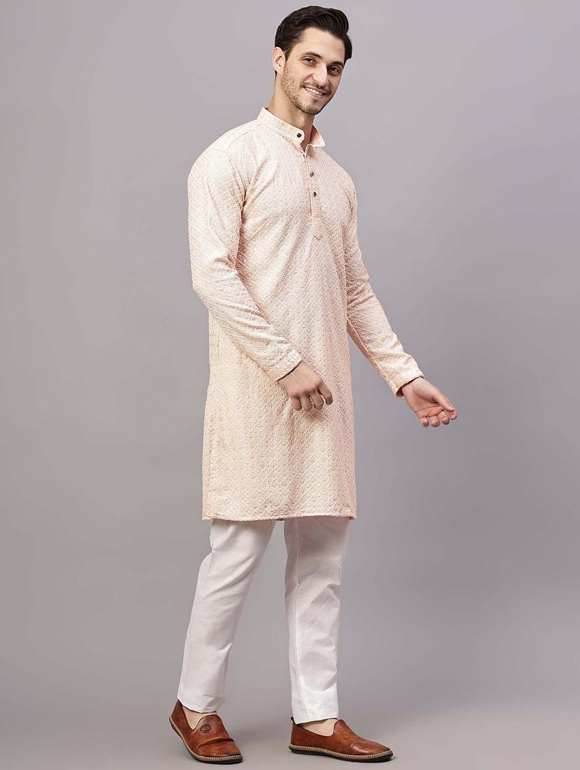 men embroidered long sleeves kurta - 21345519 - Standard Image - 2