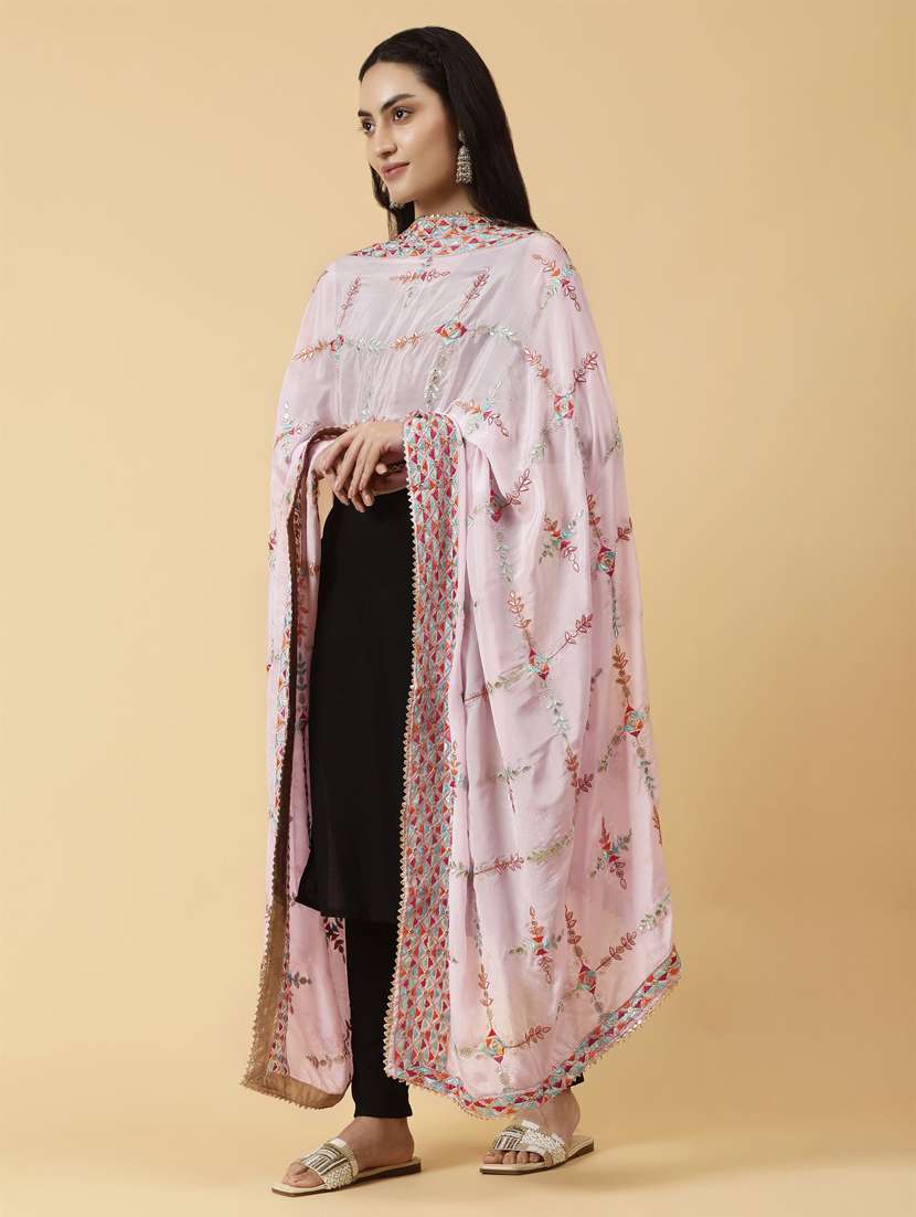 rosewater embroidered dupatta