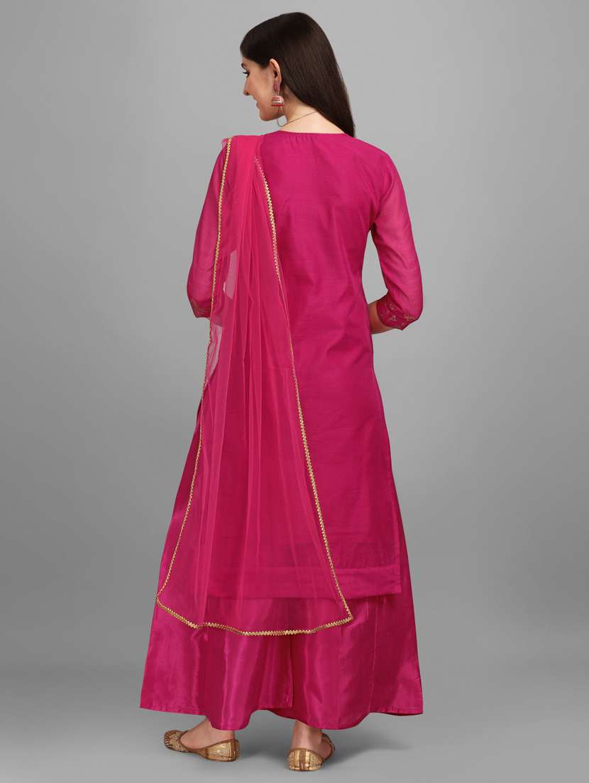 women embroidered kurta palazzo set with dupatta - 21345640 -  Standard Image - 2