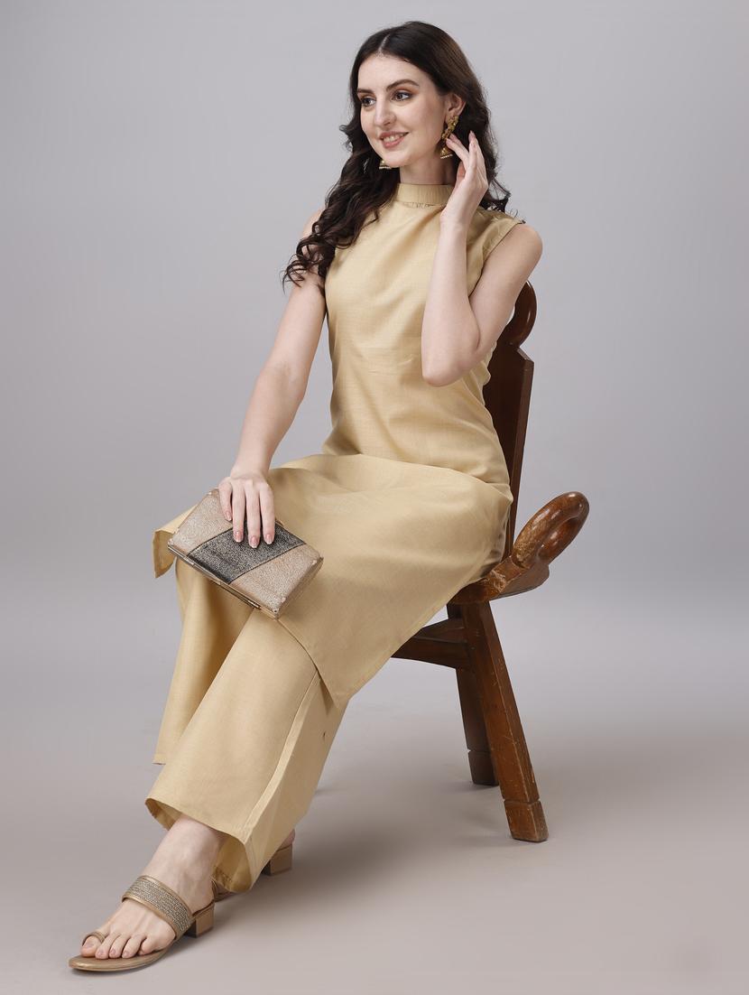 cream cotton kurta pant set - 21345652 - Standard Image - 2