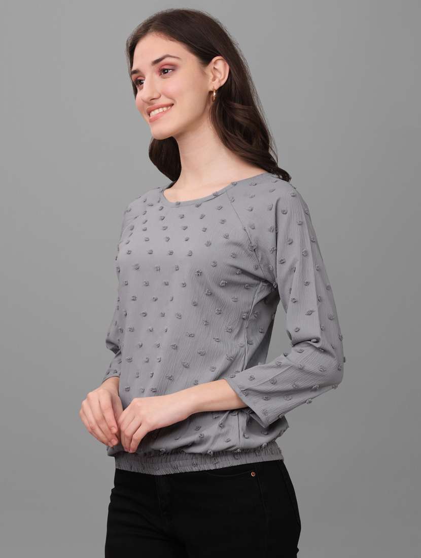 women grey georgette regular top - 21345676 - Standard Image - 2