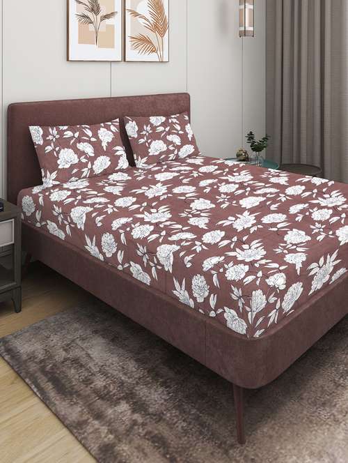 printed double bedsheet with pillow covers - 21345799 - Standard Image - 0