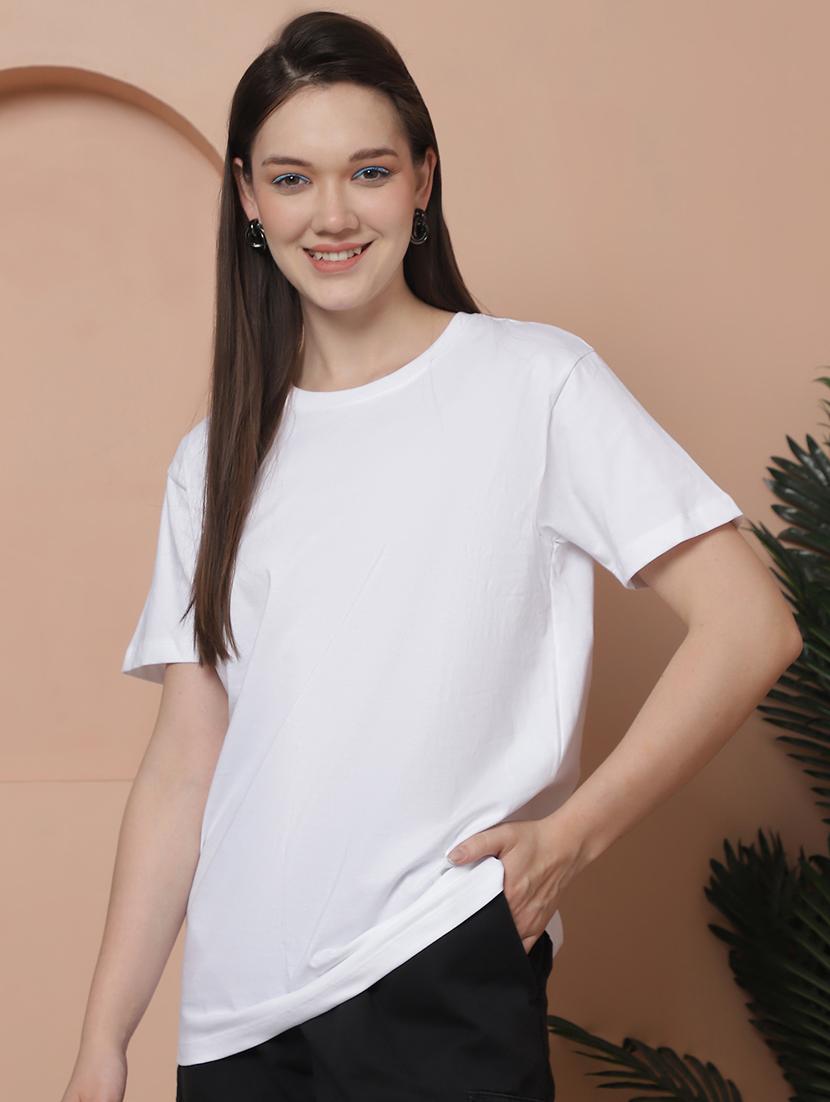 women solid short sleeves t-shirt - 21345843 - Standard Image - 2