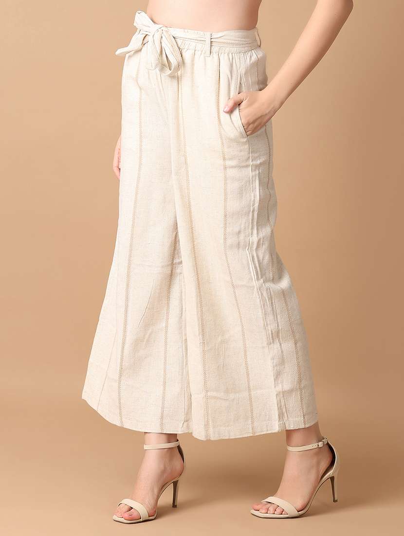 women striped high rise trouser