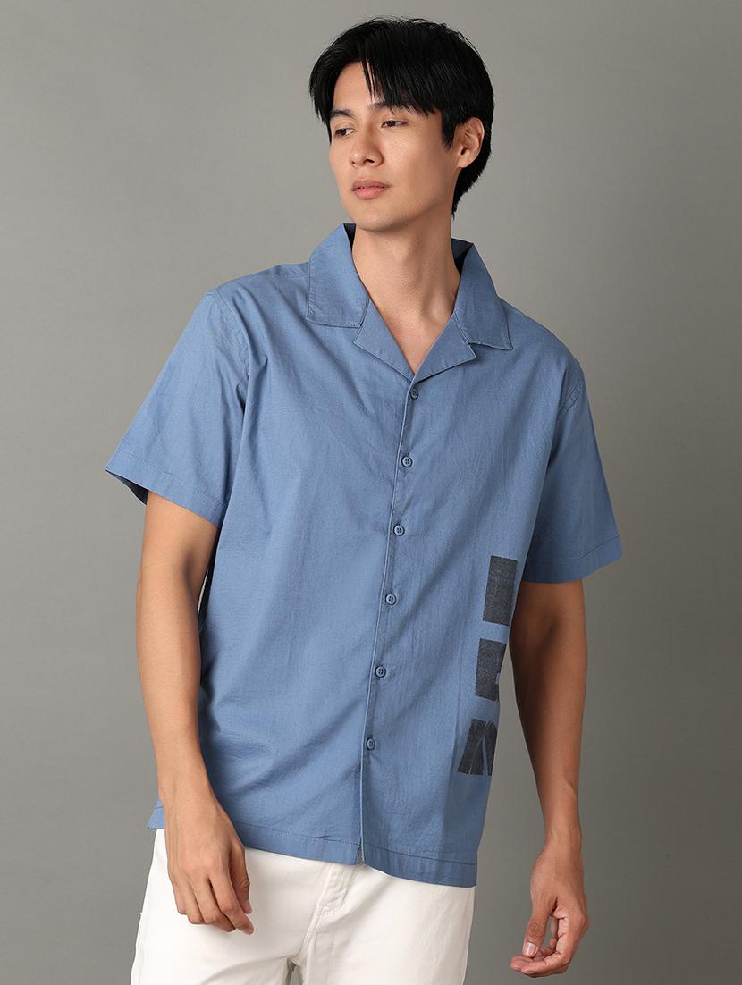 men printed collared short sleeves casual shirt - 21347261 -  Zoom Image - 0