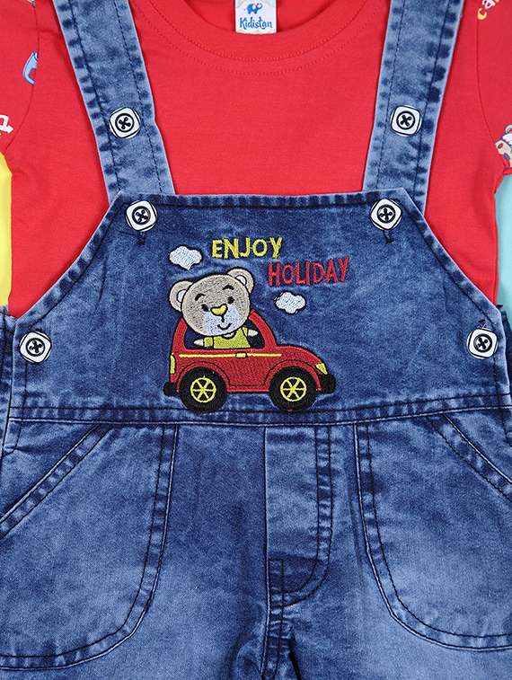 boy printed cotton dungaree twin set - 21347273 -  Standard Image - 2