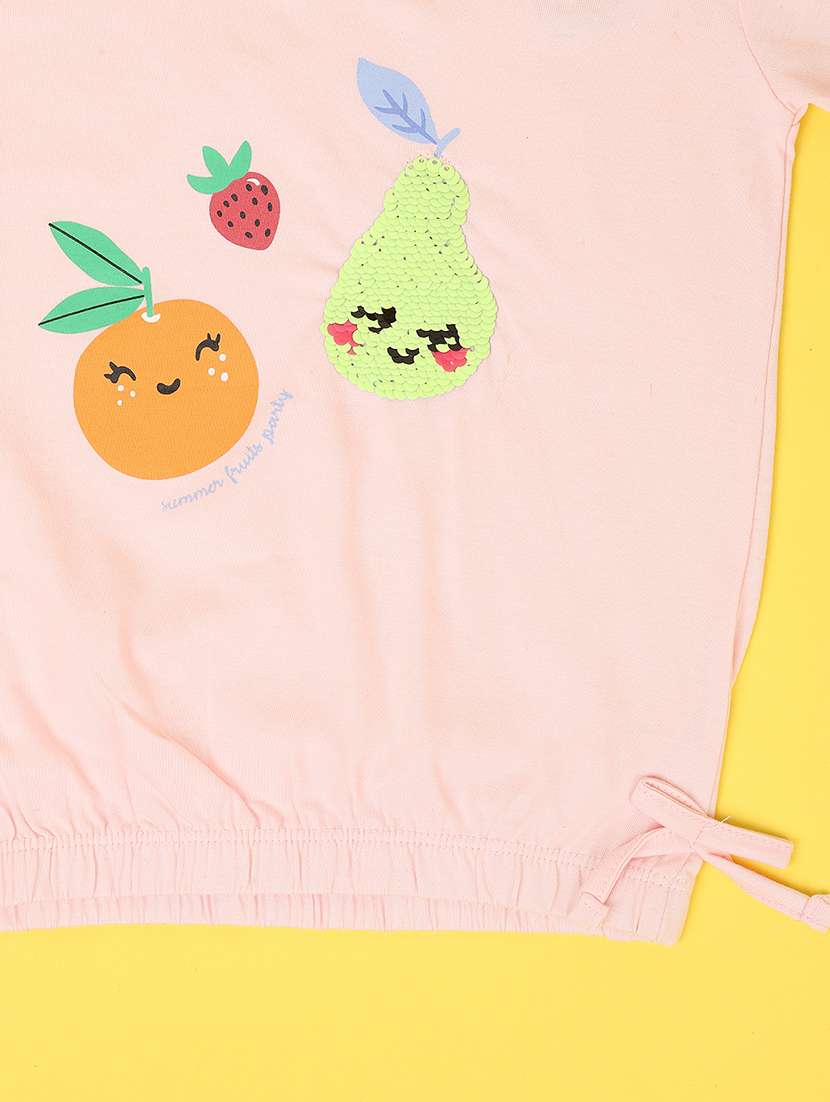 girls pink cotton regular tee - 21347333 - Standard Image - 2
