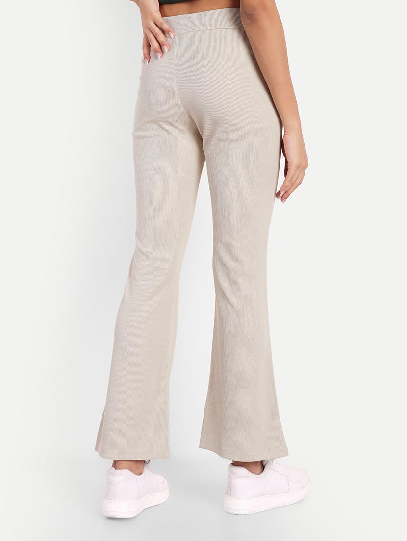 women mid-rise solid flat front trouser - 21347499 - Standard Image - 2