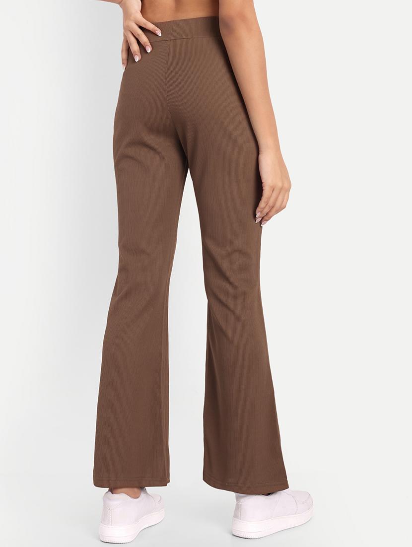 women brown cotton blend bootcut trouser - 21347515 - Standard Image - 2
