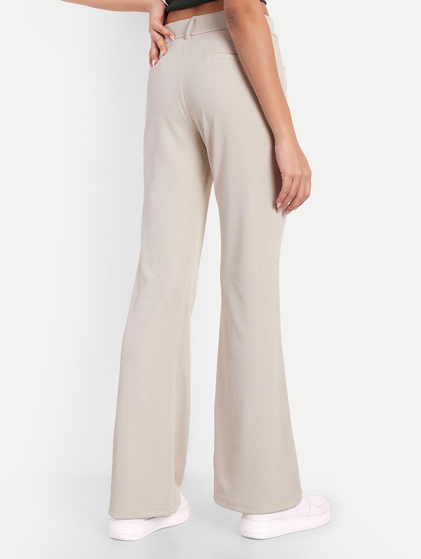 women beige solids bootcut trousers - 21347533 - Standard Image - 2