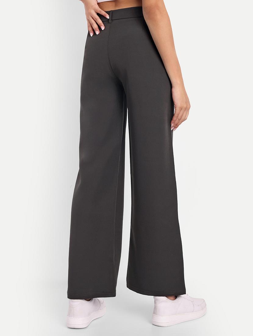 women mid rise solid wide leg trouser - 21347572 - Standard Image - 2
