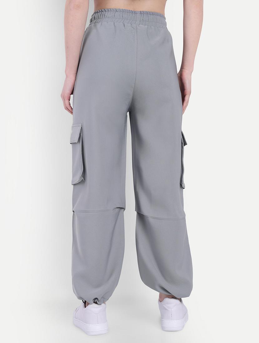 women grey cotton blend parachute pant - 21347638 - Standard Image - 2