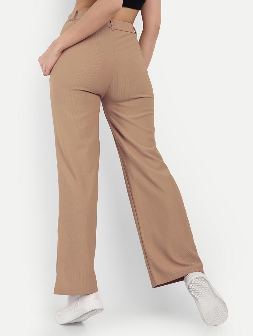women beige solids bootcut trousers - 21347681 - Standard Image - 2
