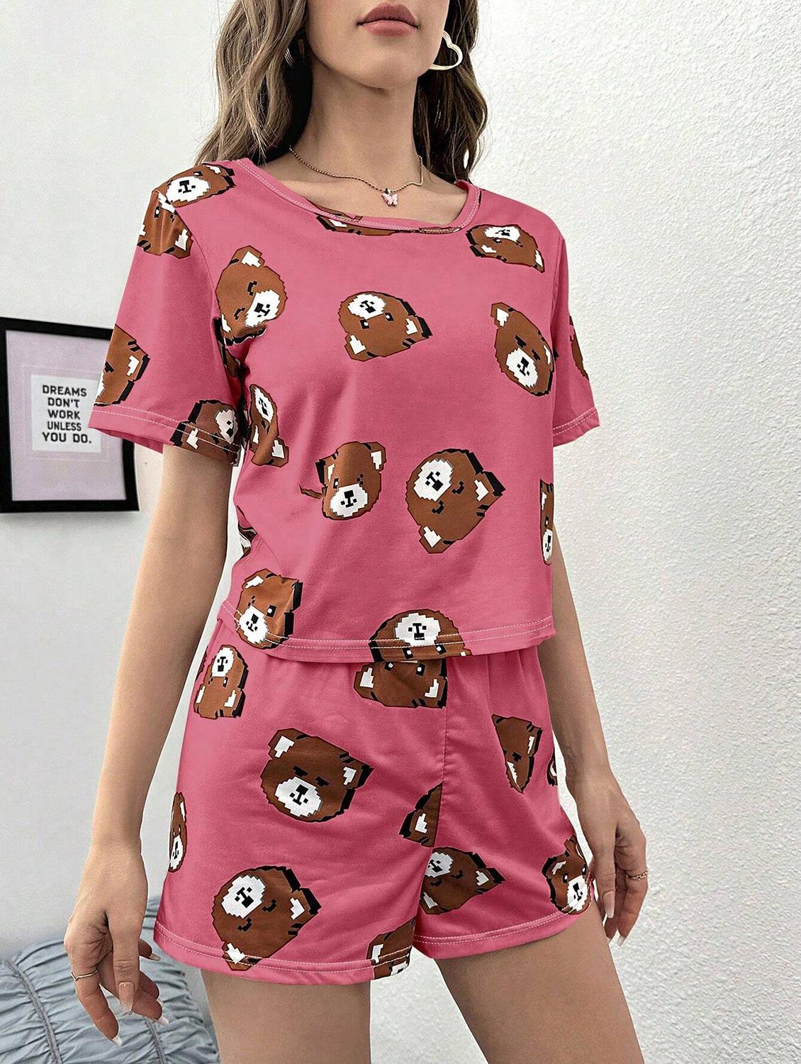 women printed shorts nightwear set - 21347757 - Standard Image - 2