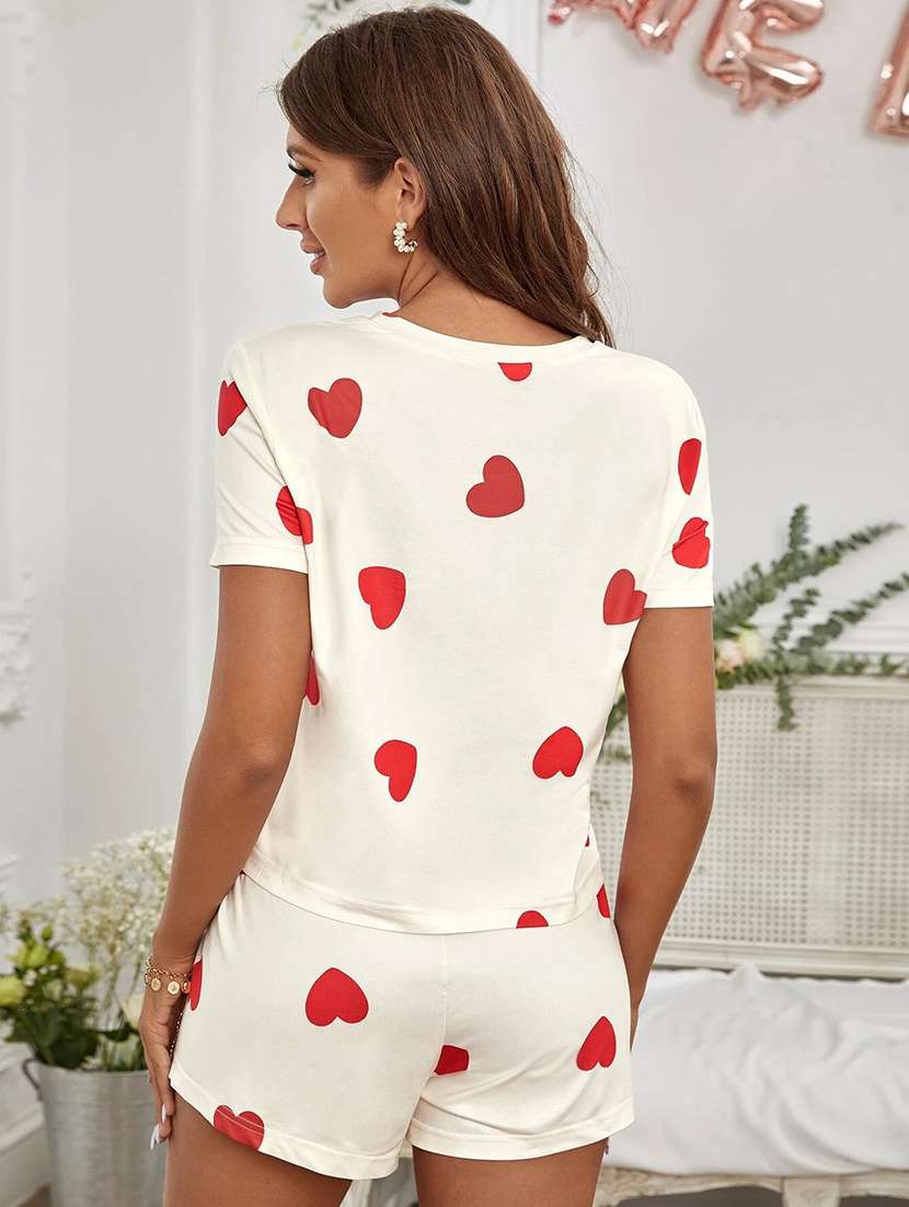 women printed shorts nightwear set - 21347760 -  Standard Image - 2