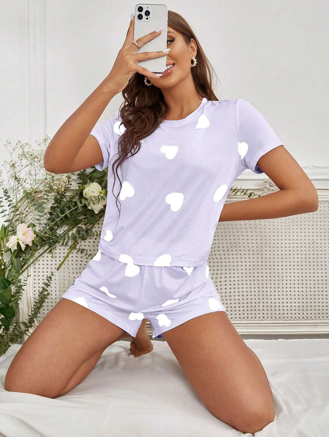 women printed shorts nightwear set - 21347763 -  Standard Image - 2