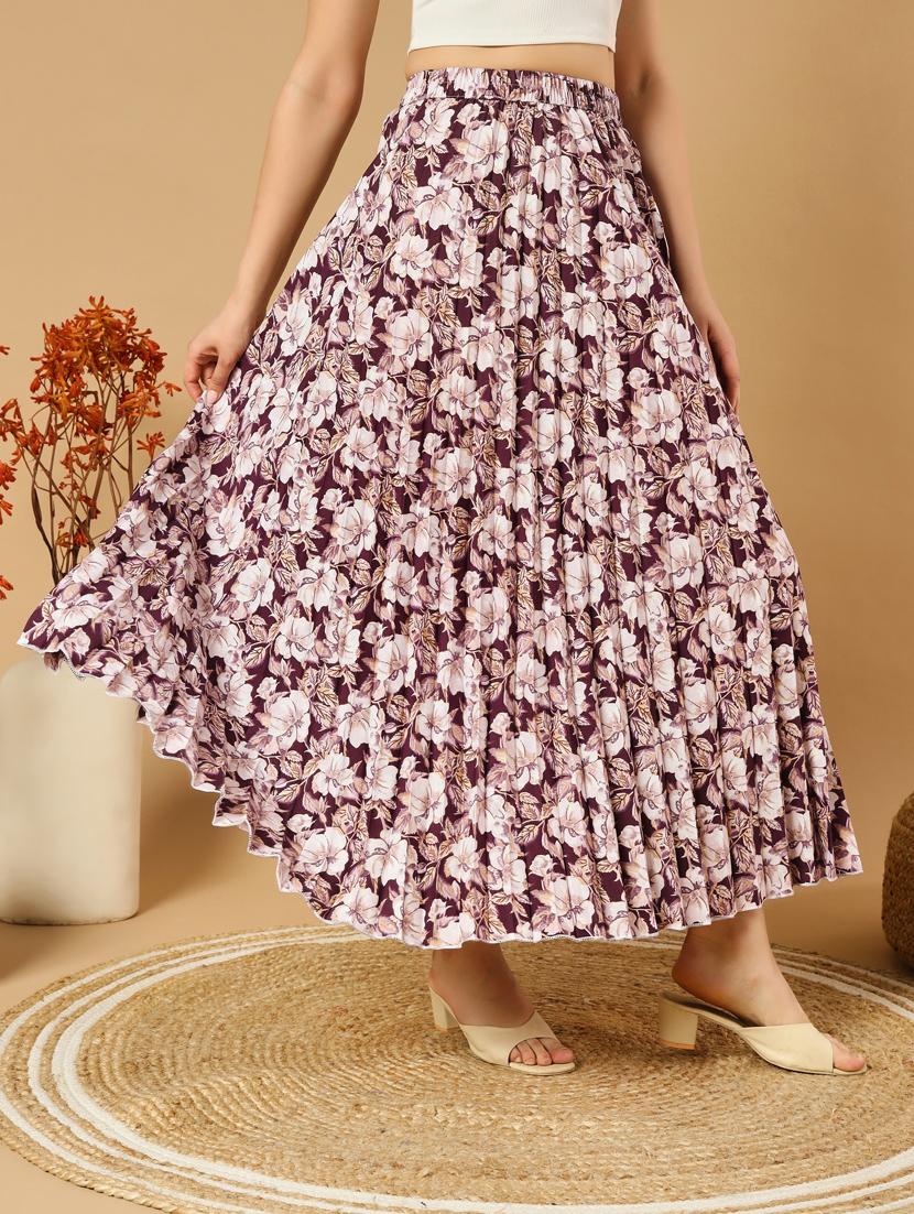 women printed high rise a-line skirt - 21347785 - Standard Image - 2
